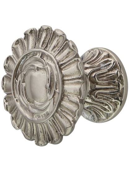 French Court Cabinet Knob - 1 1/4 inch Diameter in White Brass.